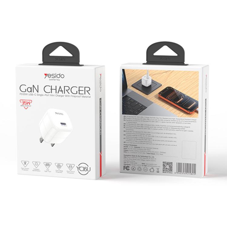شاحن سريع صغير مكعب جليدي Yesido YC16U PD 35W Type-C، قابس الولايات المتحدة