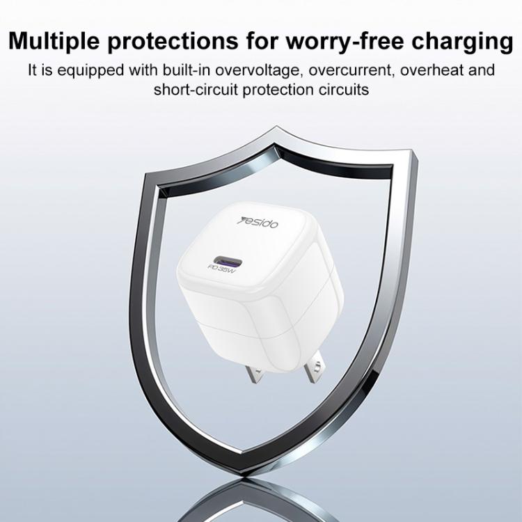 شاحن سريع صغير مكعب جليدي Yesido YC16U PD 35W Type-C، قابس الولايات المتحدة