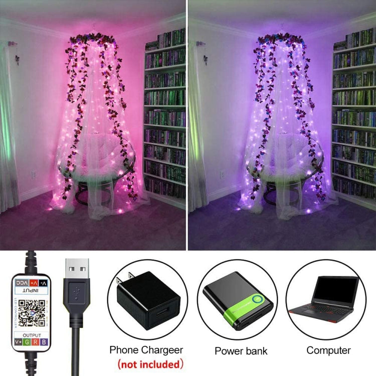 RGB USB  LED Copper Wire Light String Holiday Decoration Light String Bluetooth Mobile APP Control, 2m 20 LED, 5m 50 LED, 10m 100 LED, 12m 120 LED, 15m 150 LED, 20m 200 LED