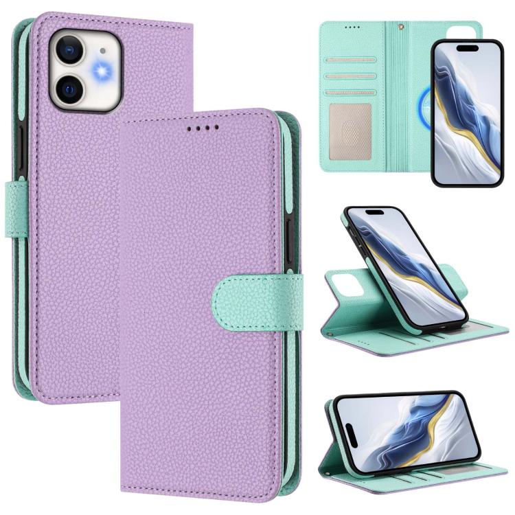 Detachable Litchi Texture Magnetic Side-Patch Vegan Leather Phone Case, For iPhone 13 Pro Max, For iPhone 13 Pro, For iPhone 13, For iPhone 12 / 12 Pro, For iPhone 12 Pro Max, For iPhone 11 Pro Max, For iPhone 11, For iPhone 11 Pro