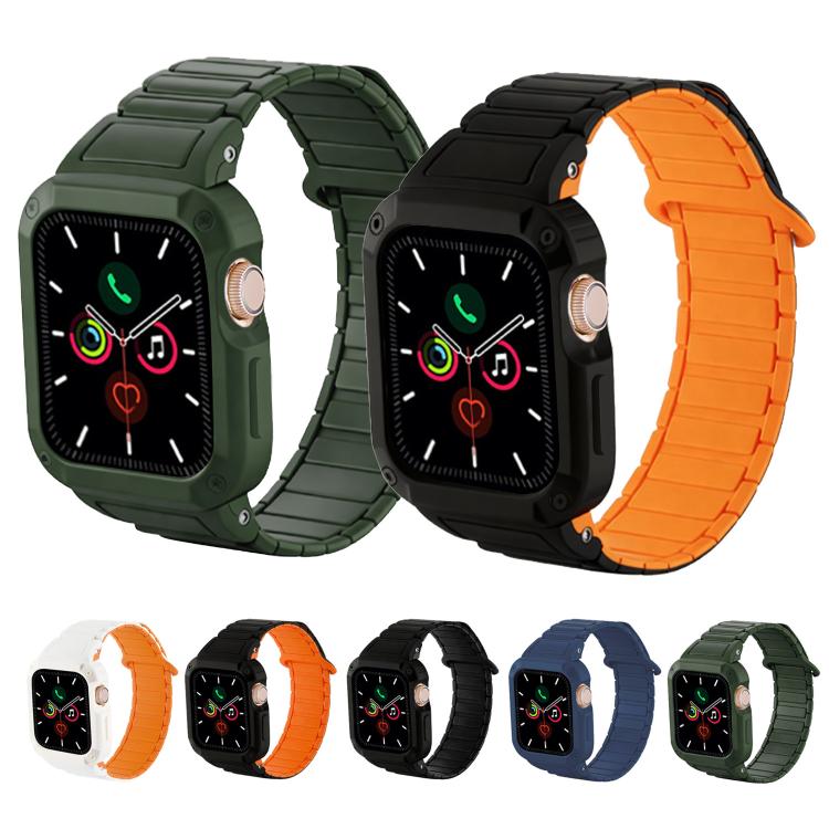 Reverse Buckle Magnetic Integrated TPU Cover Silicone Watch Band, For Apple Watch 45mm / 44mm, For Apple Watch 41mm / 40mm