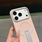 غطاء هاتف مغناطيسي من حامل غير مرئي PC + جلد نباتي، لجهاز iPhone 17 Pro Max، لجهاز iPhone 17 Pro