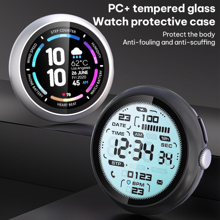 xDfind Tempered Film Integrated Oil Spraying PC Watch Protective Cover, For Google Pixel Watch 4 / 3 45mm, For Google Pixel Watch 4 / 3 / 2 / 1 41mm