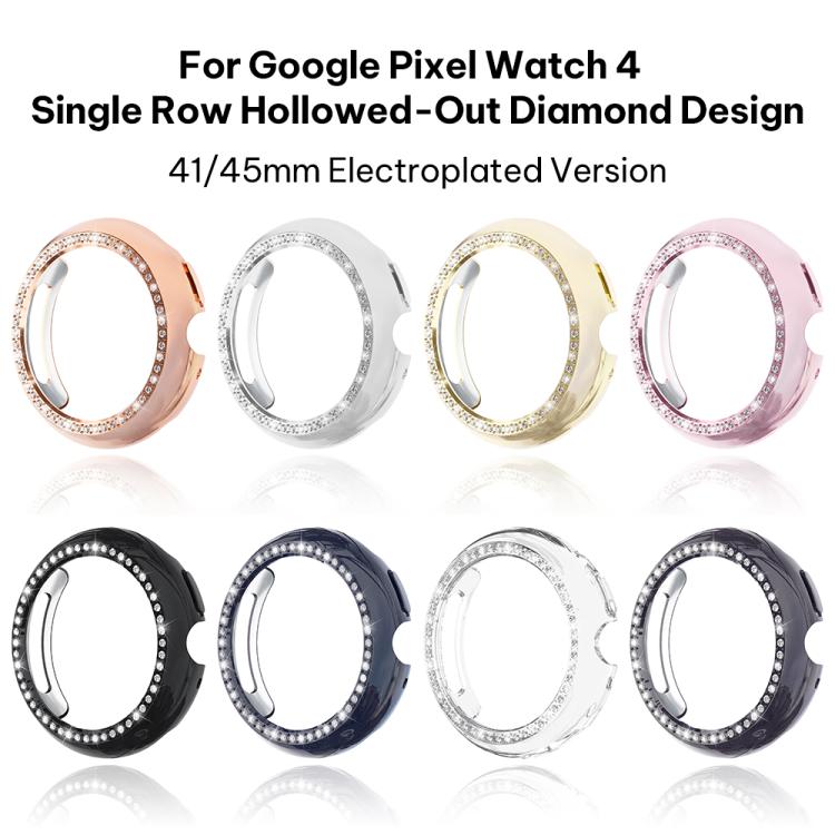 xDfind Single Row Diamond Hollow PC Watch Cover, For Google Pixel Watch 4 / Watch 3 45mm, For Google Pixel Watch 4 / 3 / 2 / 1 41mm