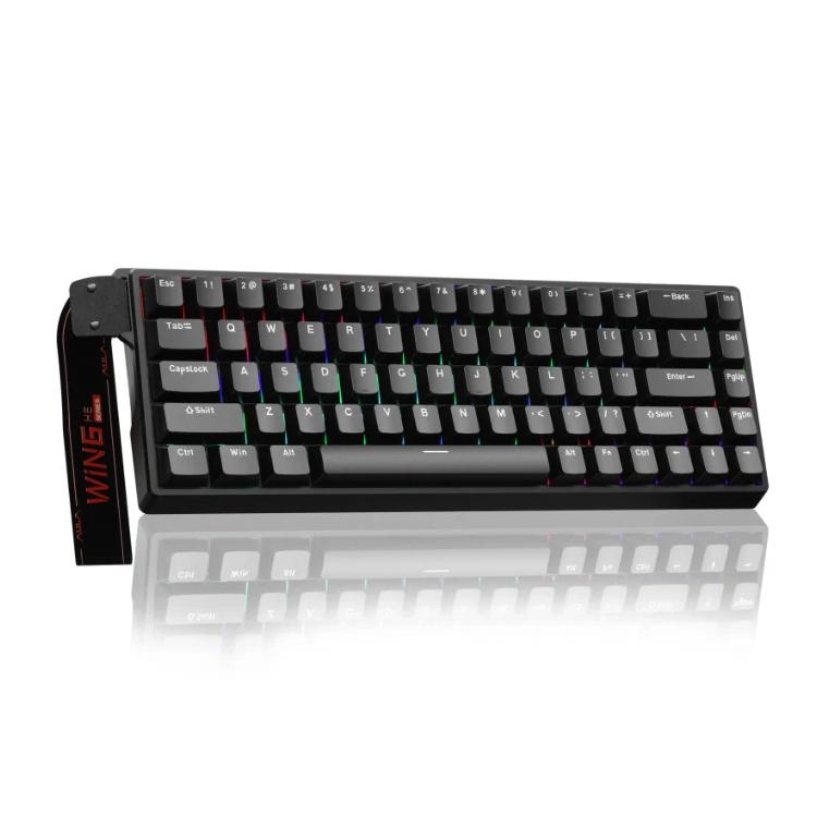 AULA WIN68HE Standard Version 68 Keys RGB Wired Keyboard, WIN68HE Black Grey Wood Magnetic Axis
