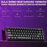 AULA WIN68HE Standard Version 68 Keys RGB Wired Keyboard, WIN68HE Black Grey Wood Magnetic Axis