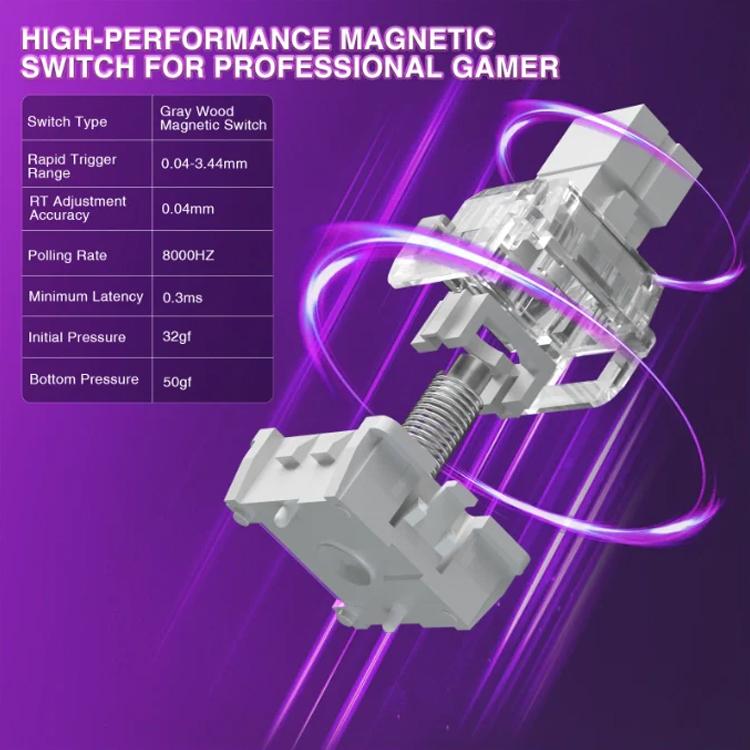 AULA WIN68HE Standard Version 68 Keys RGB Wired Keyboard, WIN68HE Black Grey Wood Magnetic Axis