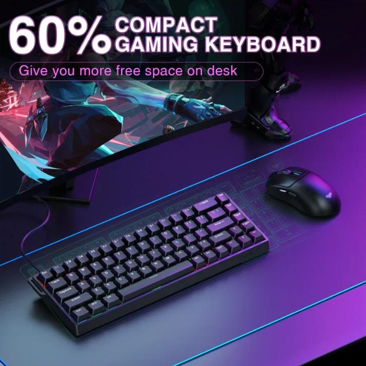 AULA WIN68HE Standard Version 68 Keys RGB Wired Keyboard, WIN68HE Black Grey Wood Magnetic Axis