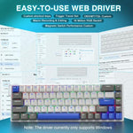 AULA WIN68HE MAX Version 68 Keys RGB Wired Keyboard, WIN68HE Grey+White+Blue Wing Chun Magnetic Axis