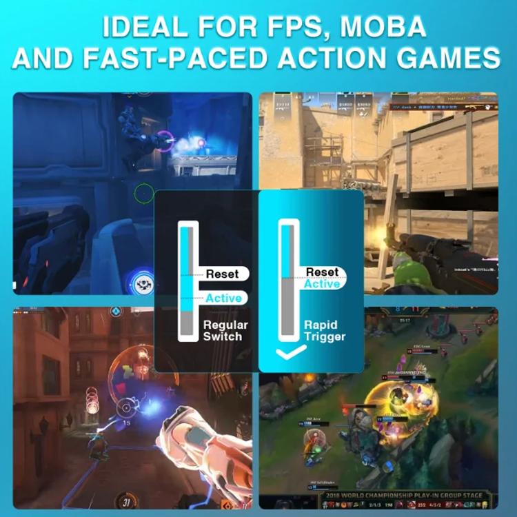 AULA WIN68HE MAX Version 68 Keys RGB Wired Keyboard, WIN68HE Grey+White+Blue Wing Chun Magnetic Axis