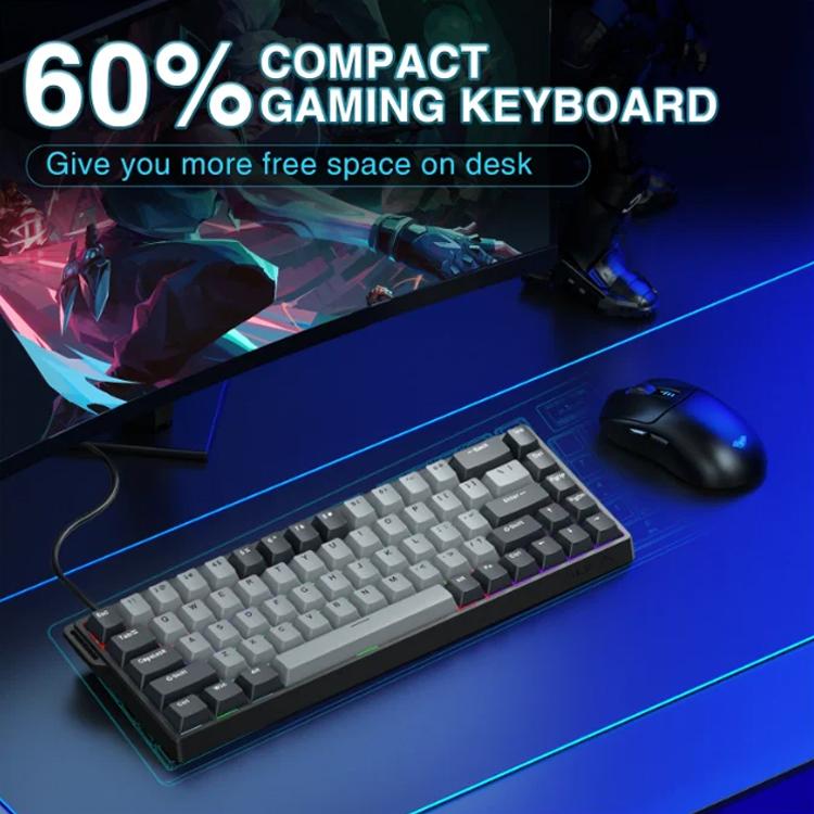 AULA WIN68HE Pro Version 68 Keys RGB Wired Keyboard, WIN68HE Dark Grey+Light Grey Shaped Magnetic Axis