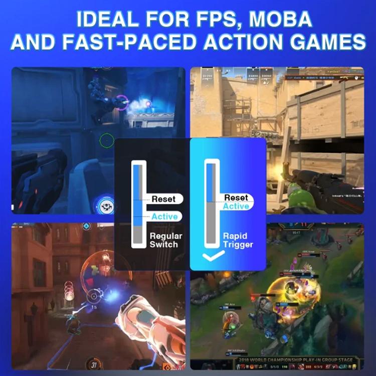 AULA WIN68HE Pro Version 68 Keys RGB Wired Keyboard, WIN68HE Dark Grey+Light Grey Shaped Magnetic Axis