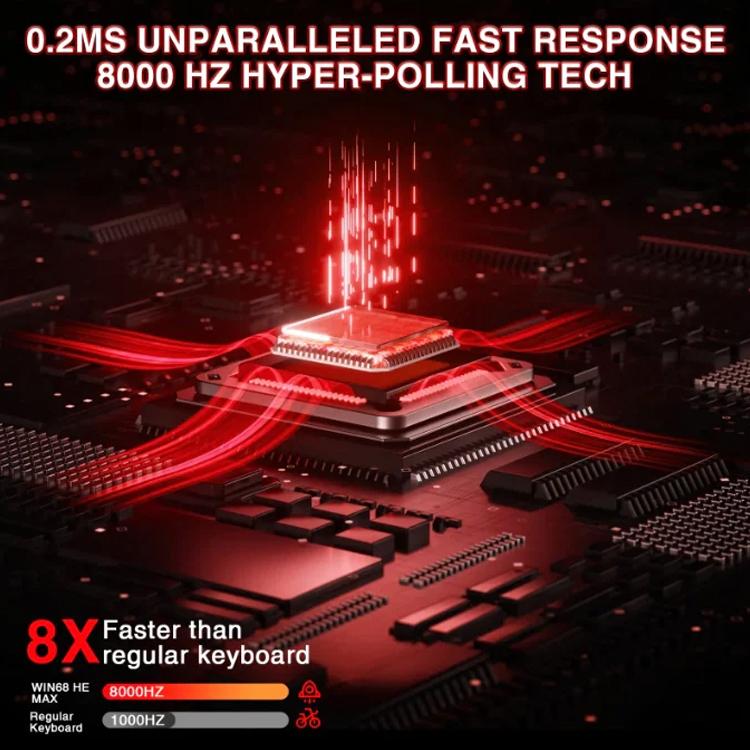 AULA WIN68HE MAX Version 68 Keys RGB Wired Keyboard, WIN68HE Red Wing Chun Magnetic Axis