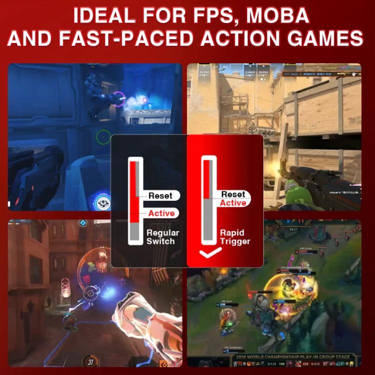 AULA WIN68HE MAX Version 68 Keys RGB Wired Keyboard, WIN68HE Red Wing Chun Magnetic Axis