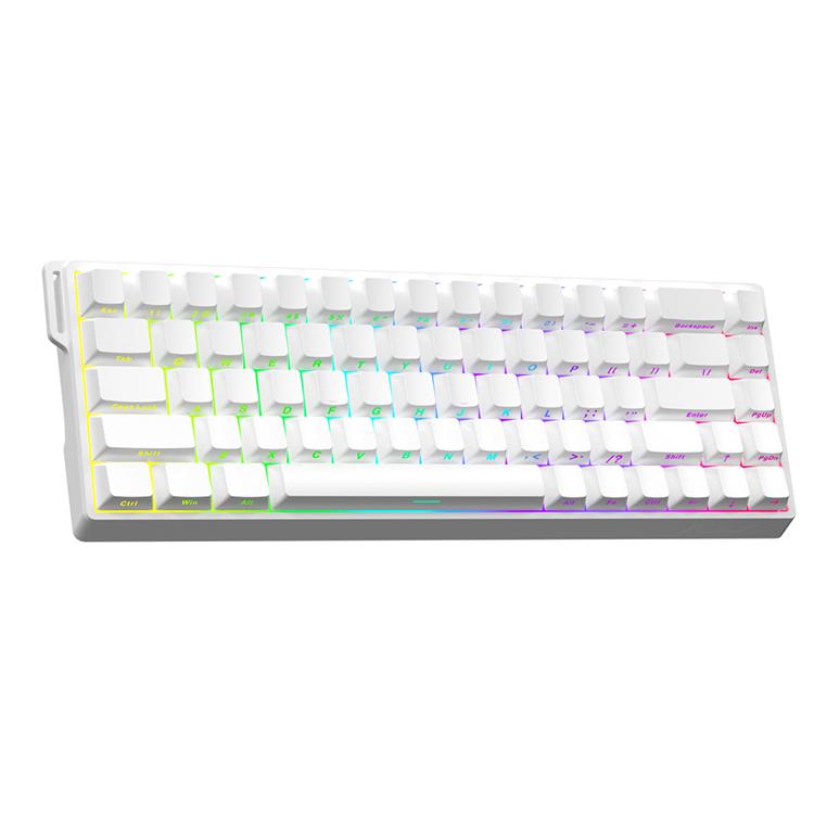 AULA WIN68HE Standard Version 68 Keys RGB Wired Keyboard, WIN68HE Side Printed White Grey Wood Magnetic Axis