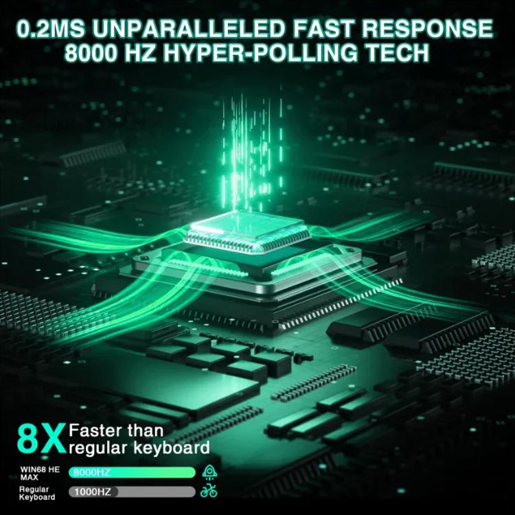 AULA WIN68HE Standard Version 68 Keys RGB Wired Keyboard, WIN68HE Side Printed White Grey Wood Magnetic Axis