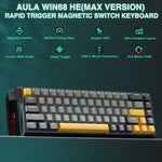 AULA WIN68HE MAX Version 68 Keys RGB Wired Keyboard, WIN68HE Dark+Light+Yellow Wing Chun Magnetic Axis