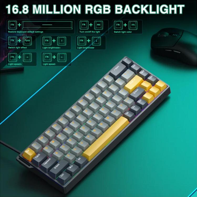AULA WIN68HE MAX Version 68 Keys RGB Wired Keyboard, WIN68HE Dark+Light+Yellow Wing Chun Magnetic Axis