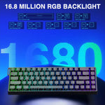 AULA WIN68HE Standard Version 68 Keys RGB Wired Keyboard, WIN68HE Black Contour Lines Grey Wood Magnetic Axis