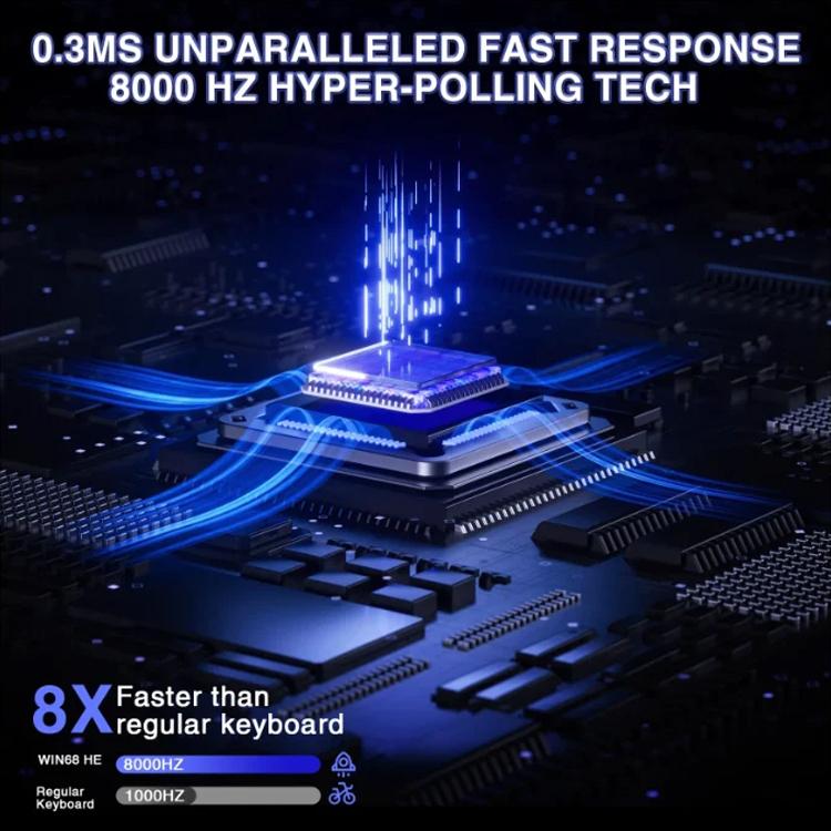 AULA WIN68HE Standard Version 68 Keys RGB Wired Keyboard, WIN68HE Black Contour Lines Grey Wood Magnetic Axis