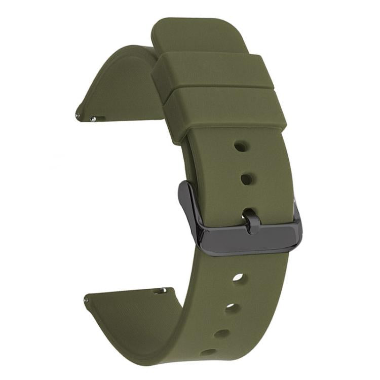 xDfind Stainless Steel Black Pin Buckle Solid Color Silicone Waterproof Watch Band, 24mm
