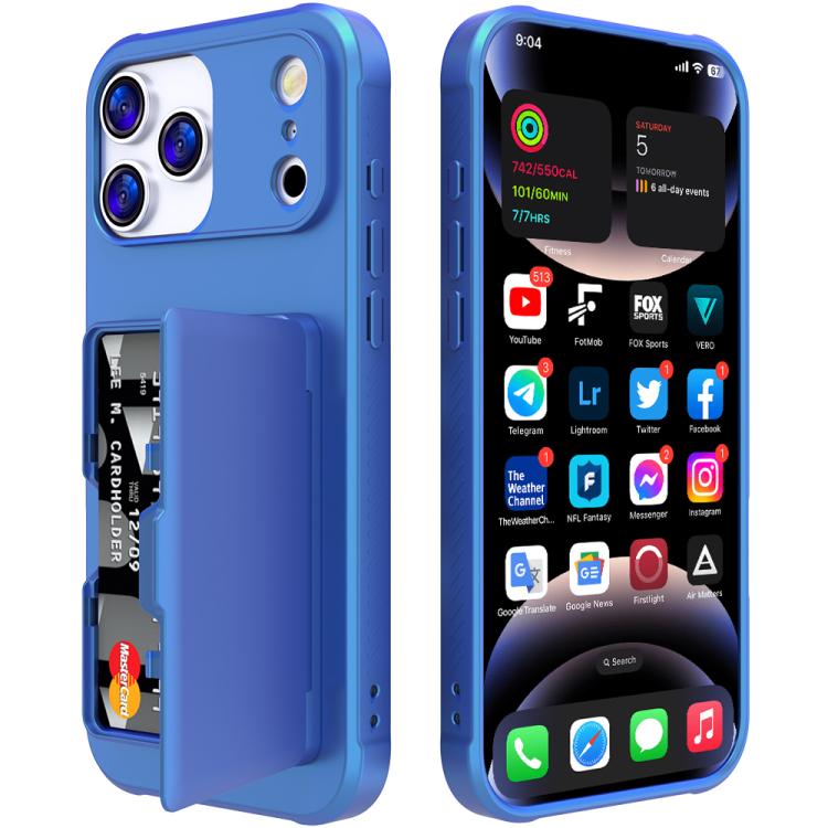 غطاء هاتف بحقيبة بطاقات مخفية أفقية مع مرآة من مزيج PC وTPU ملمس الجلد، لهواتف iPhone 17 Pro Max، iPhone 17 Pro، iPhone 17، iPhone Air