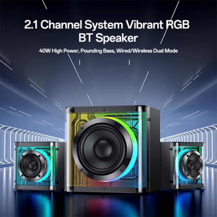 Yesido YSW41 40W 2.1 Channel System Colorful RGB Bluetooth Speaker Subwoofer, YSW41