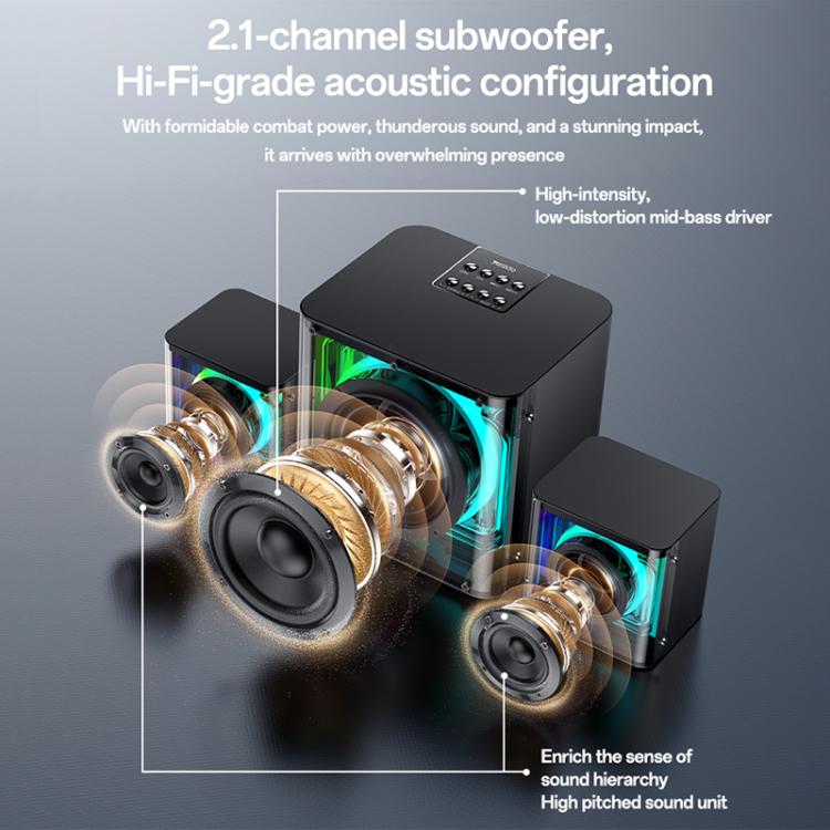 Yesido YSW41 40W 2.1 Channel System Colorful RGB Bluetooth Speaker Subwoofer, YSW41