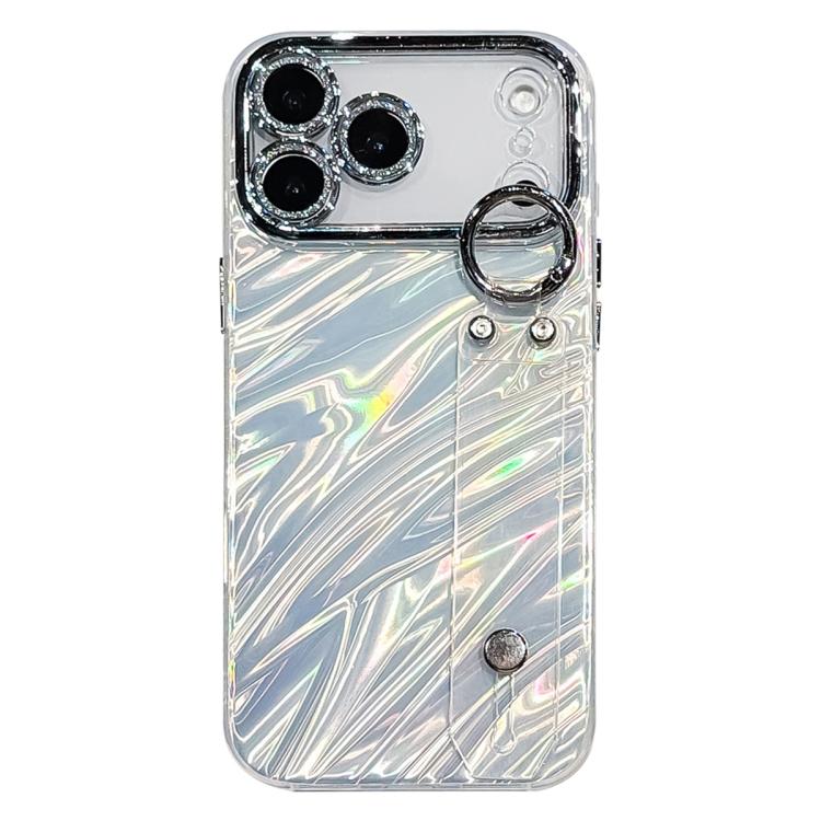 غطاء هاتف TPU مع حامل سوار بنقشة تموجات مطلية مع فيلم عدسة، لهواتف iPhone 17 Pro Max، iPhone 17 Pro، iPhone 17، iPhone Air، iPhone 16 Pro Max، iPhone 16 Pro، iPhone 16 Plus، iPhone 16، iPhone 15 Pro Max