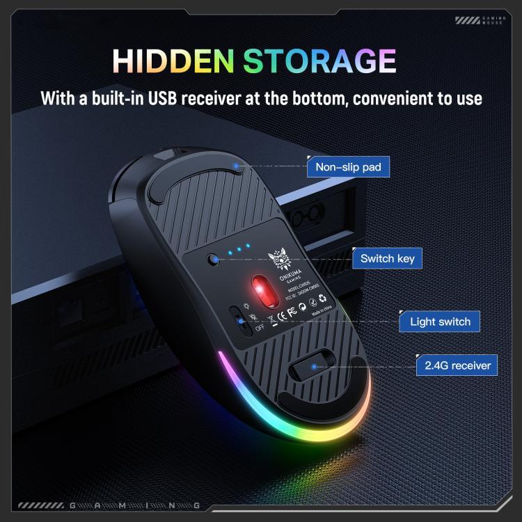 ONIKUMA CW935 12800DPI 2.4GHz + BT + Wired Tri-mode RGB Wireless Mouse, CW935