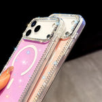 Rhinestone Dual-side IMD PC Hybrid TPU Magnetic Phone Case, For iPhone 15 Pro Max, For iPhone 15 Pro, For iPhone 15, For iPhone 14, For iPhone 14 Pro, For iPhone 14 Pro Max, For iPhone 13 Pro Max, For iPhone 13 Pro