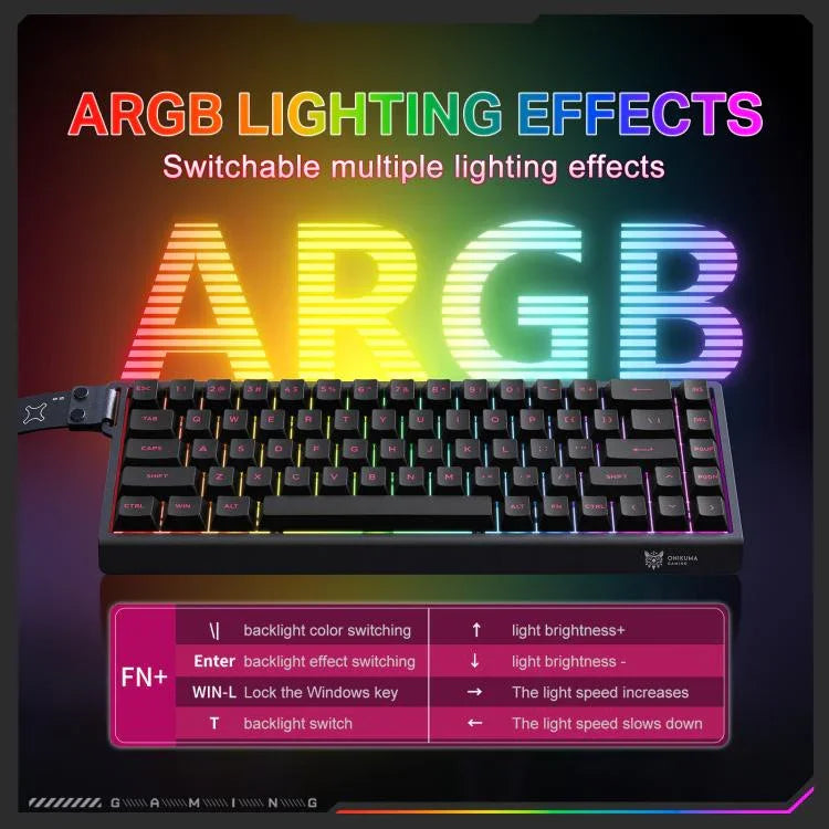 ONIKUMA MT603 68 Keys RGB Tri-mode Magnetic Switch Gaming Keyboard, MT603