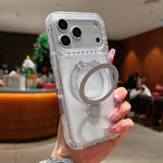 Transparent Pivot Metal Holder Magnetic Phone Case, For iPhone 18 Pro / 17 Pro, For iPhone 18 Pro Max / 17 Pro Max