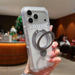 Transparent Pivot Metal Holder Magnetic Phone Case, For iPhone 17 Pro Max, For iPhone 17 Pro