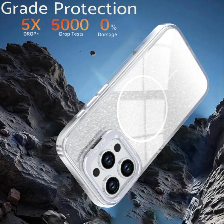 Glitter Gradient Magnetic Lens Frame Holder Phone Case, For iPhone 13 Pro