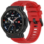 xDfind Solid Color Black Buckle Silicone Watch Band, For Amazfit T-Rex 3 Pro 48mm