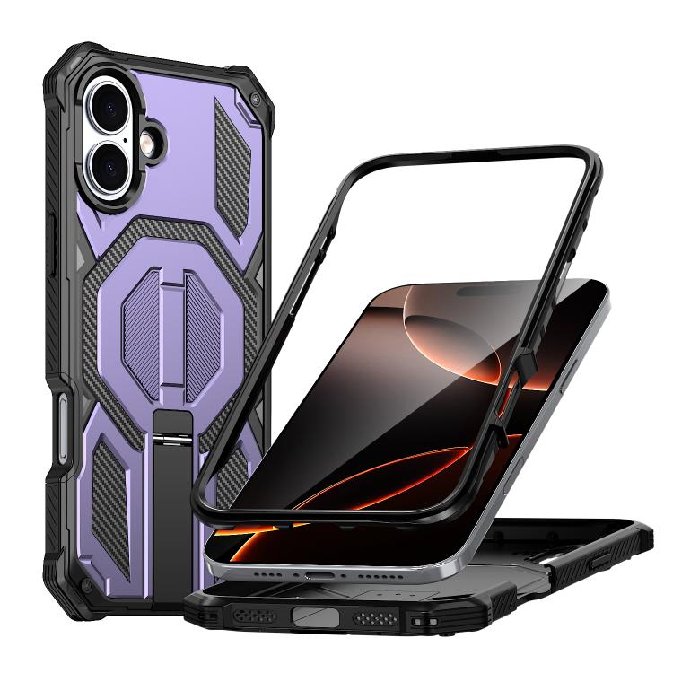 Hidden Metal Holder Magnetic Shockproof Phone Case, For iPhone 17 Pro Max, For iPhone 17 Pro, For iPhone 17, For iPhone Air, For iPhone 16 Pro Max, For iPhone 16 Pro, For iPhone 16 Plus, For iPhone 16