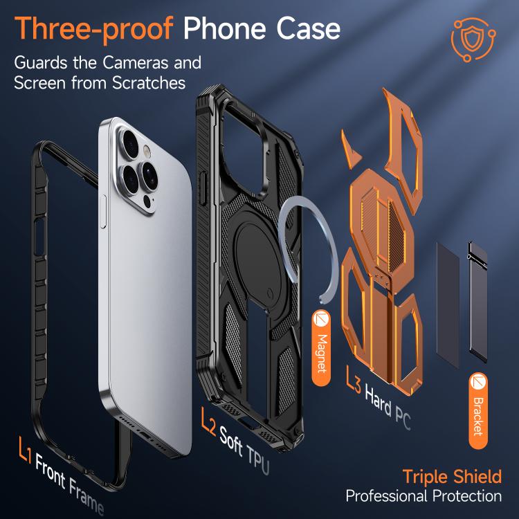 Hidden Metal Holder Magnetic Shockproof Phone Case, For iPhone 13 Pro Max, For iPhone 13 Pro