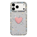Flash Rhinestone Double-sided IMD Love Heart Phone Case, For iPhone 17e / 16e, For iPhone 17 Pro Max, For iPhone 17 Pro, For iPhone 17, For iPhone Air