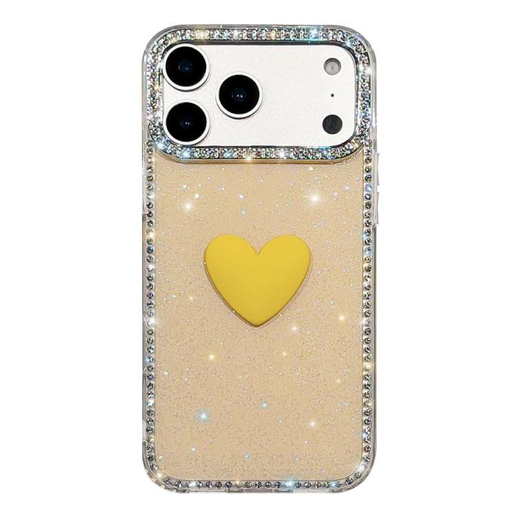Flash Rhinestone Double-sided IMD Love Heart Phone Case, For iPhone 17e / 16e, For iPhone 17 Pro Max, For iPhone 17 Pro, For iPhone 17, For iPhone Air