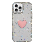غطاء هاتف مزين بحجر الراين اللامع مزدوج الوجهين مع تصميم قلب حب IMD، لهواتف iPhone 16 Pro Max، iPhone 16 Pro، iPhone 16 Plus، iPhone 16، iPhone 15 Pro Max