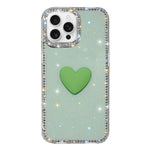 غطاء هاتف مزين بحجر الراين اللامع مزدوج الوجهين مع تصميم قلب حب IMD، لهواتف iPhone 16 Pro Max، iPhone 16 Pro، iPhone 16 Plus، iPhone 16، iPhone 15 Pro Max