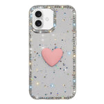 غطاء هاتف مزين بحجر الراين اللامع مزدوج الوجهين مع تصميم قلب حب IMD، لهواتف iPhone 16 Pro Max، iPhone 16 Pro، iPhone 16 Plus، iPhone 16، iPhone 15 Pro Max
