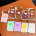 غطاء هاتف مزين بحجر الراين اللامع مزدوج الوجهين مع تصميم قلب حب IMD، لهواتف iPhone 16 Pro Max، iPhone 16 Pro، iPhone 16 Plus، iPhone 16، iPhone 15 Pro Max