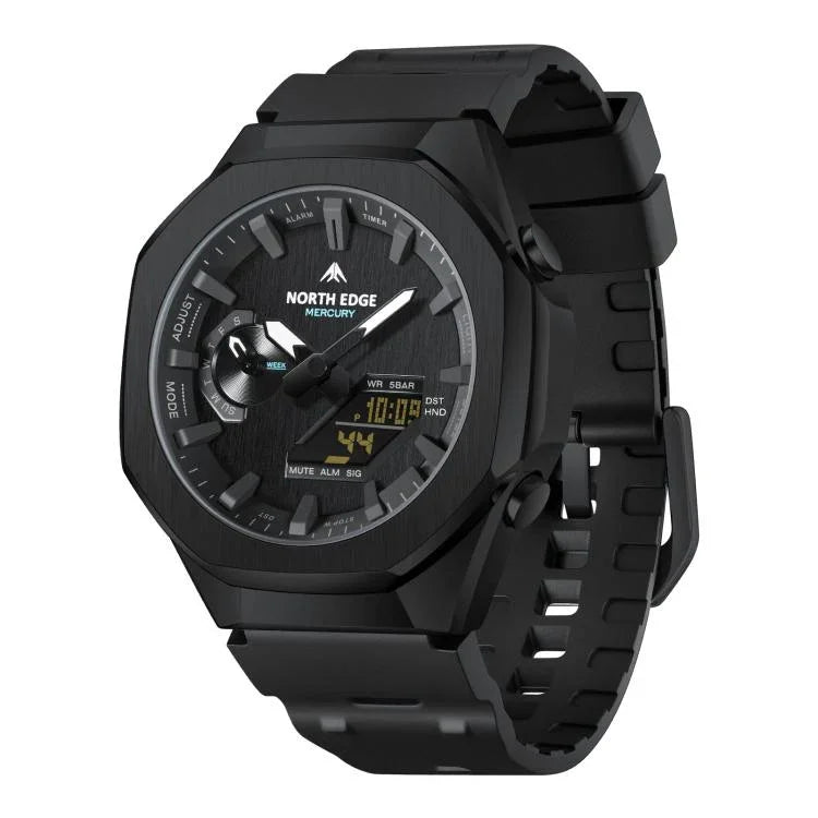 Montre électronique lumineuse d'extérieur NORTH EDGE Mercury en alliage de zinc 5 ATM