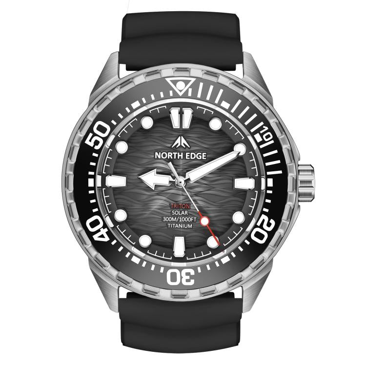 Montre de plongée professionnelle d'extérieur NORTH EDGE TRITON-TI en alliage de titane à énergie solaire