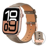 xDfind Rose Gold Buckle Black Shark Fine Grain Vegan Leather Watch Band, For Apple Watch 42 / 44 / 45 / 46 / 49mm, For Apple Watch 38 / 40 / 41 / S11 42mm