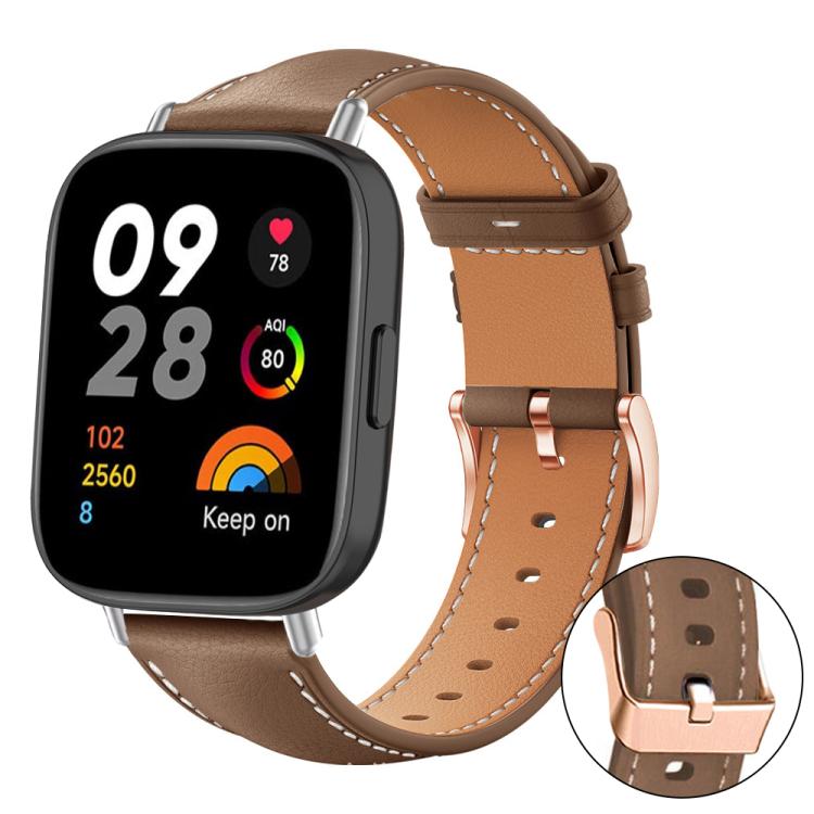 xDfind Rose Gold Buckle Black Shark Fine Grain Vegan Leather Watch Band, For Xiaomi Band 10 Pro / 9 Pro / Redmi Watch 6, For Redmi Watch 3 Active / Watch 3 Lite, For Redmi Watch 3