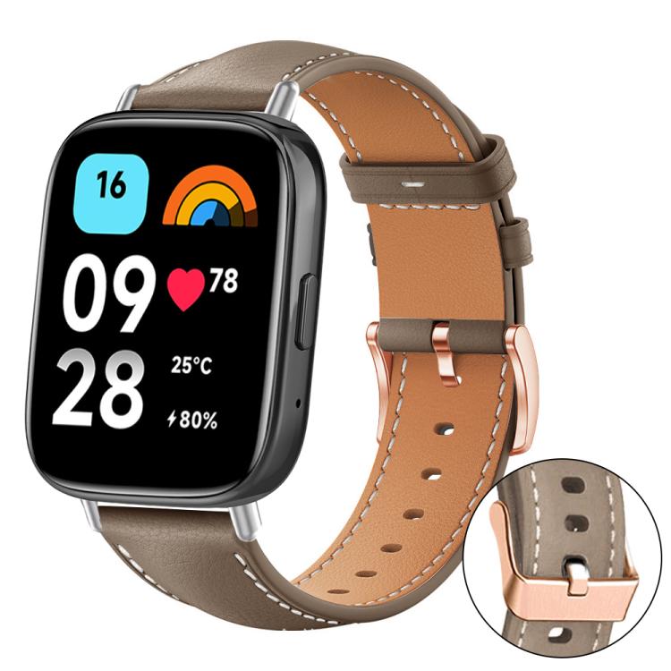 xDfind Rose Gold Buckle Black Shark Fine Grain Vegan Leather Watch Band, For Xiaomi Band 10 Pro / 9 Pro / Redmi Watch 6, For Redmi Watch 3 Active / Watch 3 Lite, For Redmi Watch 3