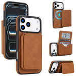 Retro Faux Leather Detachable Magnetic Wallet Bag RFID Blocking Phone Case, For iPhone 17 Pro Max, For iPhone 17 Pro